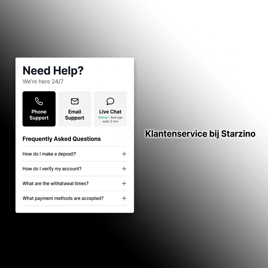 Starzino klantenservice voor Belgische spelers via live chat, e-mail en FAQ in Nederlands, Frans en Engels