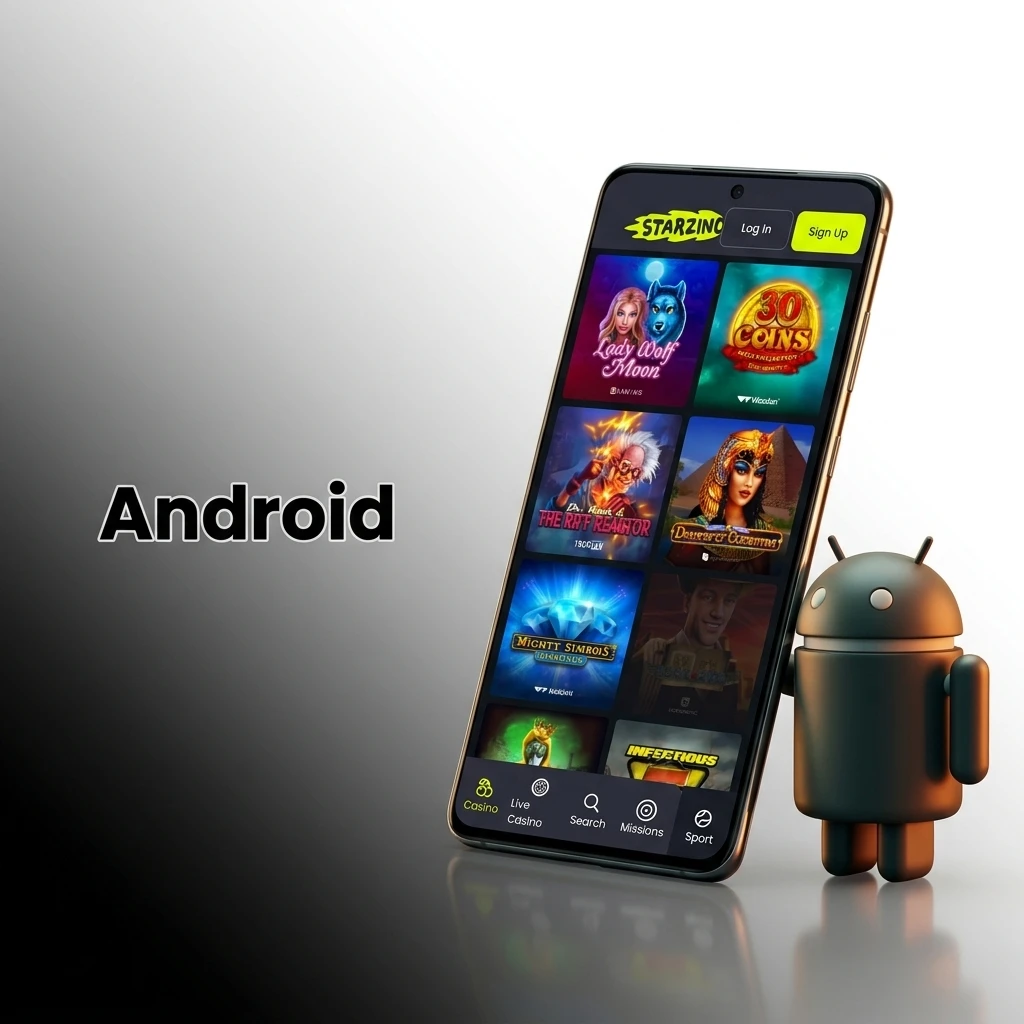 Starzino Android-app installeren: download APK, sta onbekende bronnen toe en log in op jouw account.