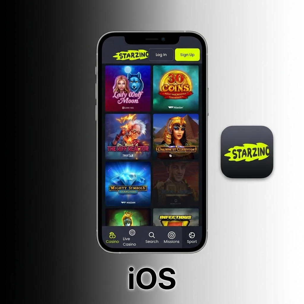 Starzino iOS-app in ontwikkeling voor iPhone en iPad, beschikbaar via Safari of Chrome als mobiele website