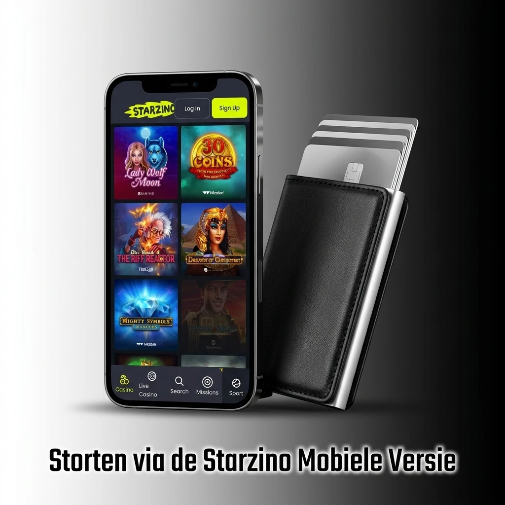 Starzino mobiele versie stortingsproces via kassier met beveiligde betaalmethoden en directe saldobijeenschrijving