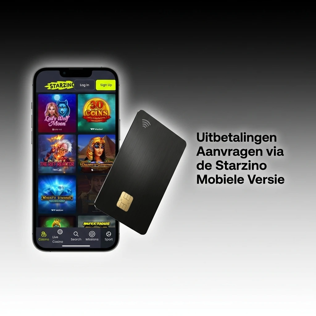 Starzino mobiele versie uitbetaling aanvragen via kassier menu op smartphone